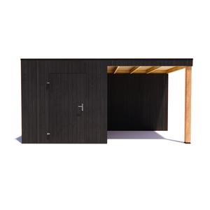 Tuinvoordeel tuinhuis Kubix Vuren ZWART 250 x 250 + 250 cm overkapping