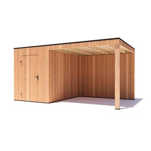 Tuinvoordeel tuinhuis Kubix Douglas 200 x 300 cm + 300 cm overkapping
