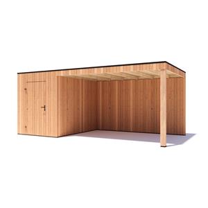 Tuinvoordeel tuinhuis Kubix Douglas 200 x 300 cm + 400 cm overkapping