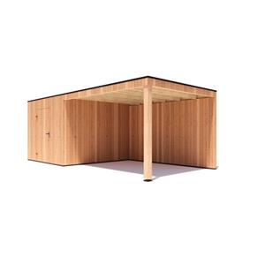 Tuinvoordeel tuinhuis Kubix Douglas 300 x 300 cm + 400 cm overkapping