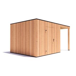 Tuinvoordeel tuinhuis Kubix Douglas 300 x 300 cm + 200 cm overkapping