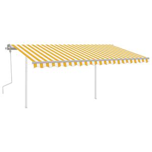 vidaXL Luifel handmatig uittrekbaar met LED 4,5x3,5 m geel en wit