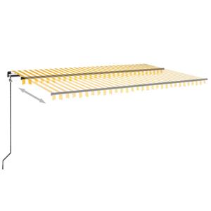 vidaXL Luifel handmatig uittrekbaar met LED 500x350 cm geel en wit