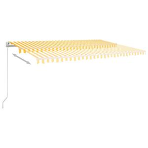 vidaXL Luifel handmatig uittrekbaar met LED 500x350 cm geel en wit