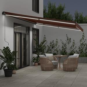 vidaXL Luifel handmatig uittrekbaar met LED's 500x350 cm bruin