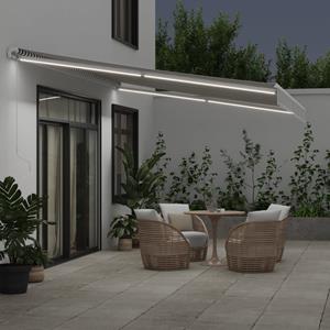 vidaXL Luifel handmatig uittrekbaar en LED 500x350 cm antraciet en wit