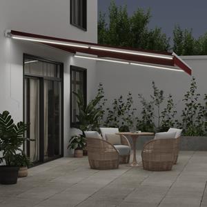 vidaXL Luifel handmatig uittrekbaar met LED 500x350 cm bordeauxrood