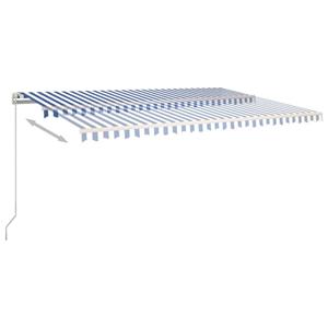 vidaXL Luifel handmatig uittrekbaar met LED 500x350 cm blauw en wit