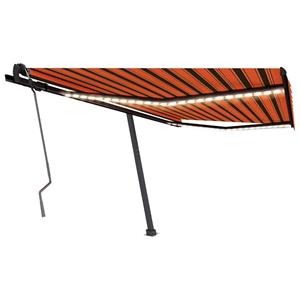 vidaXL Luifel handmatig uittrekbaar met LED 400x350 cm oranje en bruin