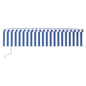 vidaXL Luifel automatisch uittrekbaar met rolgordijn 6x3 m blauw wit