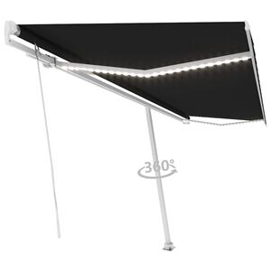 vidaXL Luifel handmatig uittrekbaar met LED 500x300 cm antracietkleur