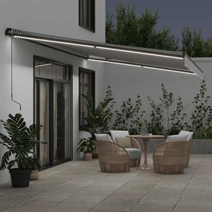vidaXL Luifel handmatig uittrekbaar en LED 600x300 cm antraciet en wit