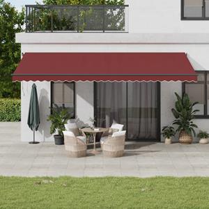 vidaXL Luifel handmatig uittrekbaar met LED's 600x300 cm bordeauxrood