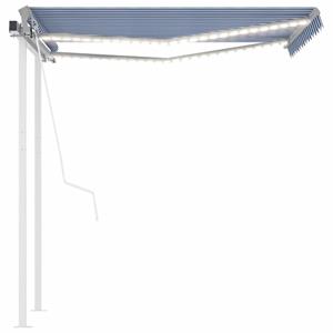 vidaXL Luifel automatisch met LED en windsensor 3x2,5 m blauw en wit