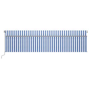 vidaXL Luifel automatisch uittrekbaar met rolgordijn 6x3 m blauw wit