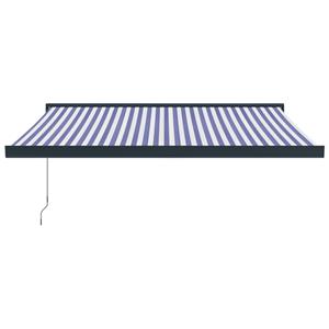 vidaXL Luifel uittrekbaar 3x2,5 m stof en aluminium blauw en wit
