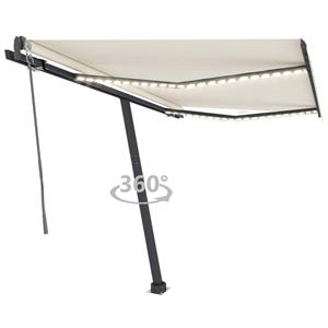 vidaXL Luifel automatisch met LED en windsensor 300x250 cm crèmekleur