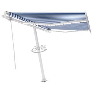 vidaXL Luifel automatisch met LED en windsensor 300x250 cm blauw wit