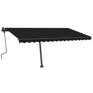 vidaXL Luifel handmatig uittrekbaar met LED 450x350 cm antracietkleur