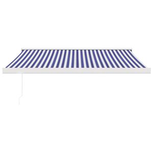 vidaXL Luifel uittrekbaar 3x2,5 m stof en aluminium blauw en wit