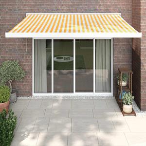 vidaXL Luifel uittrekbaar 3,5x2,5 m stof en aluminium geel en wit