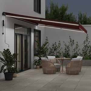 vidaXL Luifel automatisch uittrekbaar met LED's 500x300 cm bordeaux