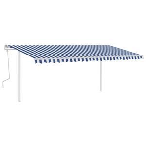 vidaXL Luifel handmatig uittrekbaar met LED 5x3,5 m blauw en wit
