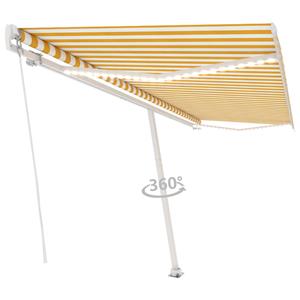 vidaXL Luifel handmatig uittrekbaar met LED 500x350 cm geel en wit