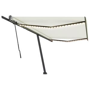 vidaXL Luifel handmatig uittrekbaar met LED 500x350 cm crèmekleurig