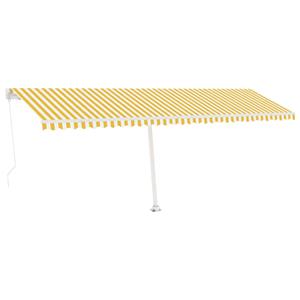 vidaXL Luifel handmatig uittrekbaar met LED 600x300 cm geel en wit