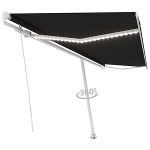 vidaXL Luifel handmatig uittrekbaar met LED 500x350 cm antracietkleur