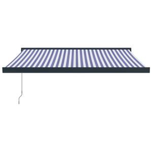 vidaXL Luifel uittrekbaar 3,5x2,5 m stof en aluminium blauw en wit