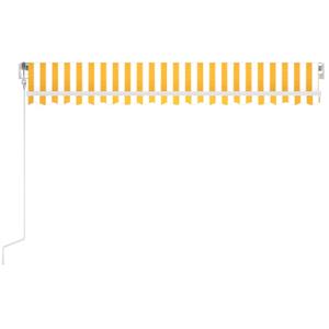 vidaXL Luifel automatisch met LED en windsensor 450x300 cm geel en wit