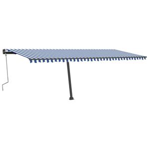 vidaXL Luifel handmatig uittrekbaar met LED 600x300 cm blauw en wit