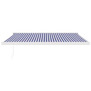 vidaXL Luifel uittrekbaar 4,5x3 m stof en aluminium blauw en wit