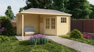 Van Kooten Tuin en Buitenleven Blokhut Rianne 250x250 cm + zijluifel 250 cm - grijs geïmpregneerd