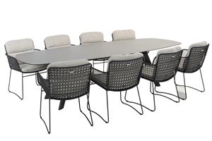 Taste by 4 Seasons Diningset Montana Aprilla Antraciet 9-delig HPL Slate 280 x 113 cm