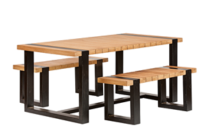 Van Kooten Tuin en Buitenleven Tuinset Wellington Teak met zwart staal | tafel + 2 banken