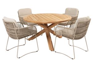 4 Seasons Outdoor Diningset Prado Murcia 5-delig Teak Ø130 cm