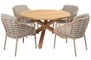 4 Seasons Outdoor Diningset Prado Como 5-delig Teak Ø130 cm