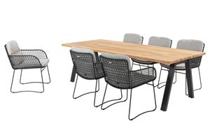 Taste by 4 Seasons Diningset Ambassador Aprilla Antraciet 7-delig Teak 240 x 100 cm