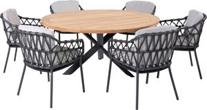 4 Seasons Outdoor Tuinset Calpi Prado Teak-Anthracite 160 cm