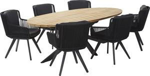 4 Seasons Outdoor Tuinset Flores Rope Prado Teak-Anthracite 240 cm