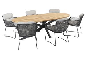 Taste by 4 Seasons Diningset Prado Aprilla Antraciet 7-delig 240 x 115 cm
