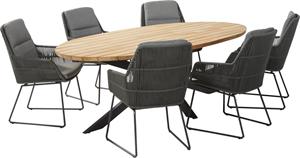 4 Seasons Outdoor Tuinset Valencia Platinum Prado Teak-Anthracite 240 cm