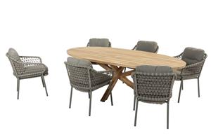 Taste by 4 Seasons Diningset Prado Jura 7-delig Ovaal Teak 240 x 115 cm