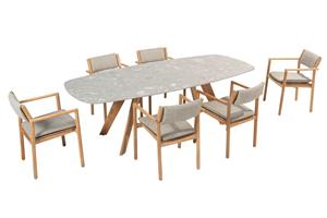 4 Seasons Outdoor Diningset Montana Levi 7-delig Keramiek 240 x 100 cm