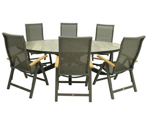 Relax Diningset Oakland Roma Grey Teak Ovaal 7-delig 240 x 115 cm