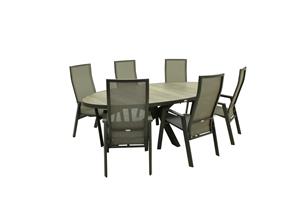 Relax Diningset Oakland Palermo Verstelbaar Ovaal 7-delig 240 x 115 cm