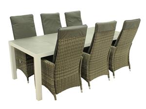 Relax Diningset Dakota Lopesan Grey Verstelbaar 7-delig 220 x 100 cm